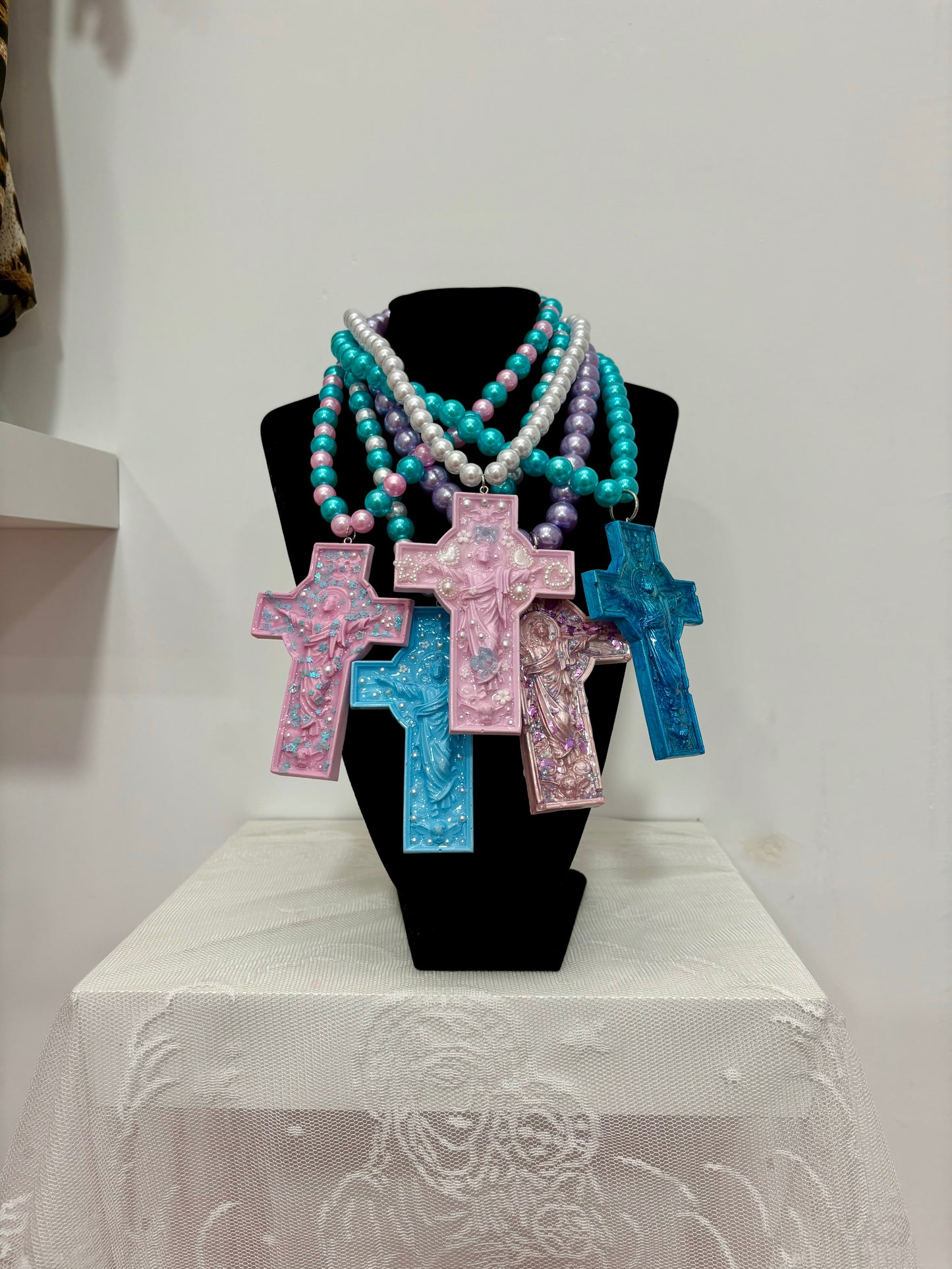 COLLAR PERLAS PARA CRISTO AZUL