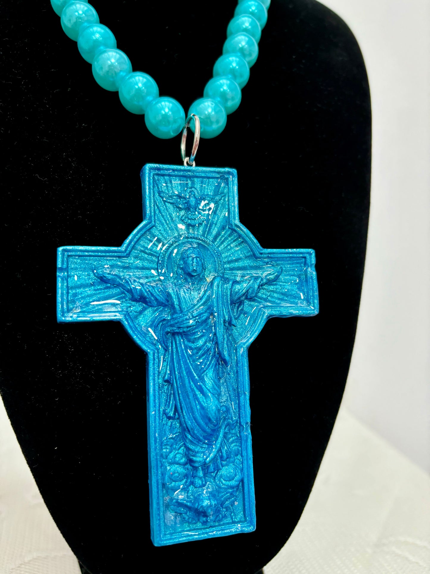 COLLAR PERLAS PARA CRISTO AZUL