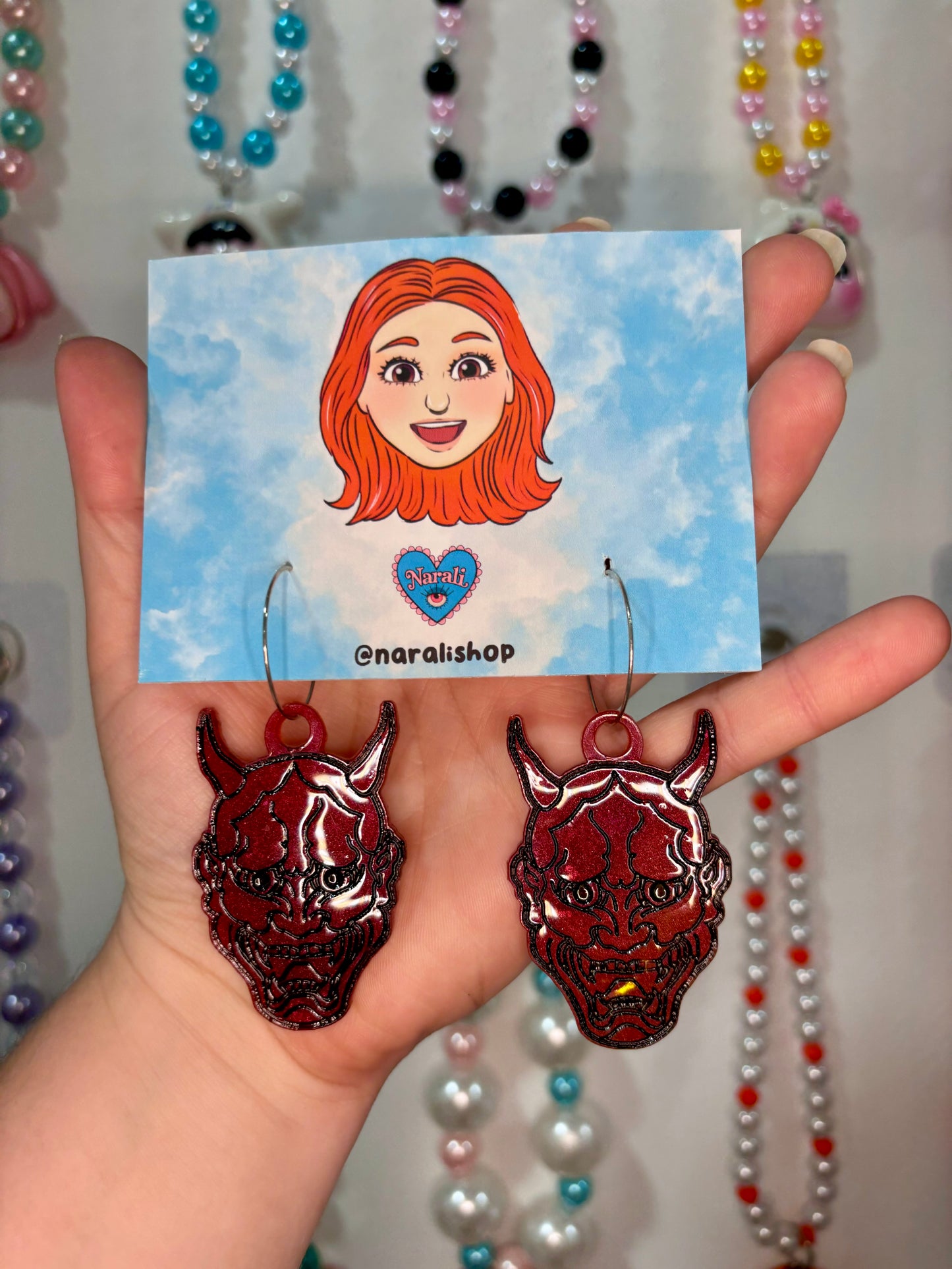 Pendientes Hannya Rojos