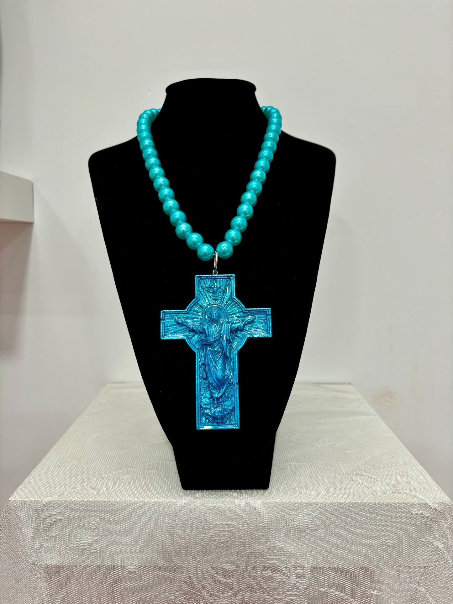 COLLAR PERLAS PARA CRISTO AZUL