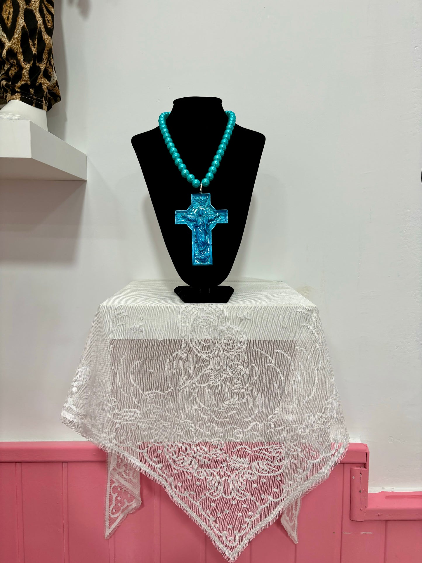 COLLAR PERLAS PARA CRISTO AZUL