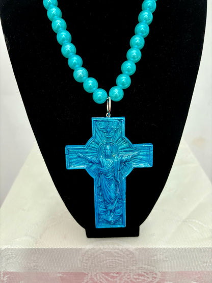 COLLAR PERLAS PARA CRISTO AZUL