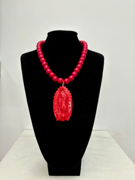 COLLAR VIRGEN DE GUADALUPE ROJO