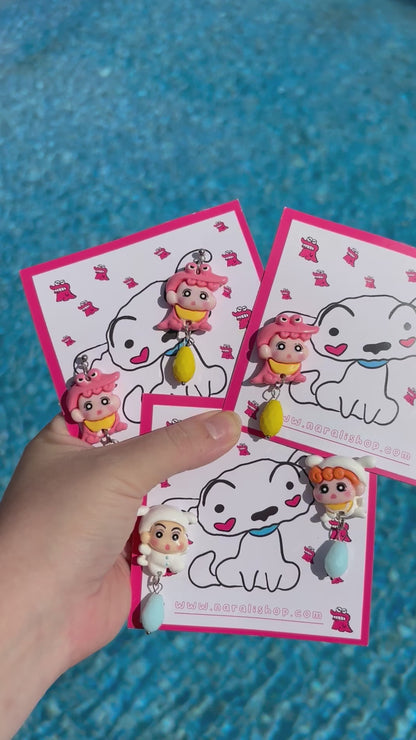 Pendientes Shinchan-Himawuari 3D